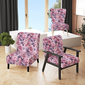 Harmony Pink Peonies Pattern - Upholstered Cottage Accent Chairs